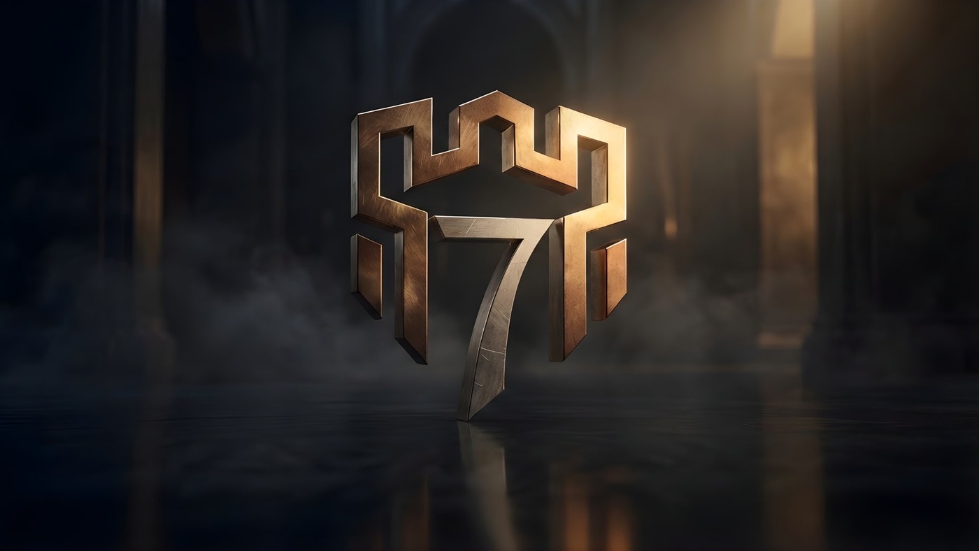 Castle 7 emblem — a cinematic 3D render of the castle crown mark with the number 7, rendered in gold and silver